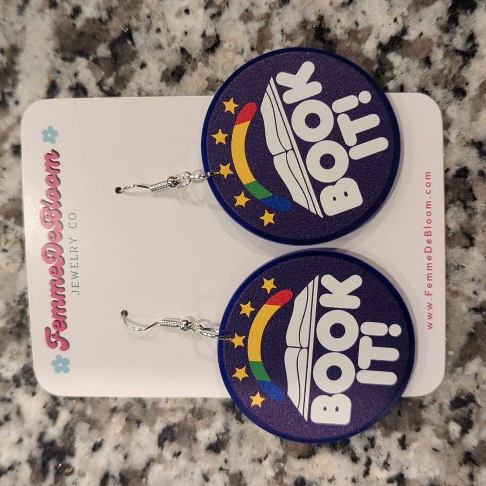 Book It earrings, sterling silver hooks